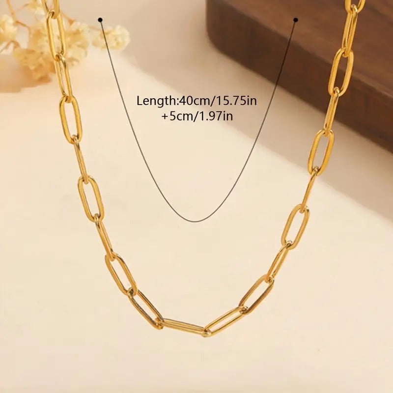 18K gullbelagt 316L rustfritt stål kjede halskjede og armbånd sett - Bohemian stil