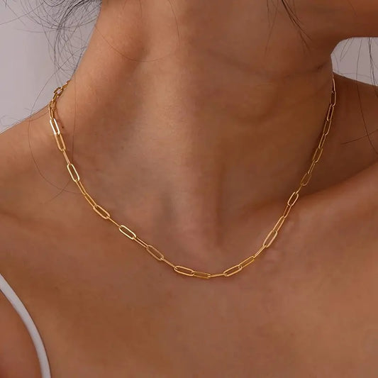 18K gullbelagt 316L rustfritt stål kjede halskjede og armbånd sett - Bohemian stil